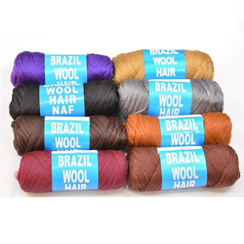 Brazilian Wool Hair 100% Acrylic Synthetic Wool for Braids, Crochet, Twist, DreadLocks, faux lock- 80g