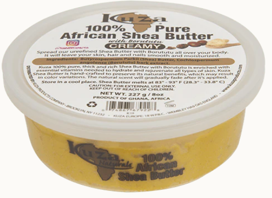 Kuza 100% Pure African Shea Butter with Borututu, Yellow, Creamy 227g / 8 oz