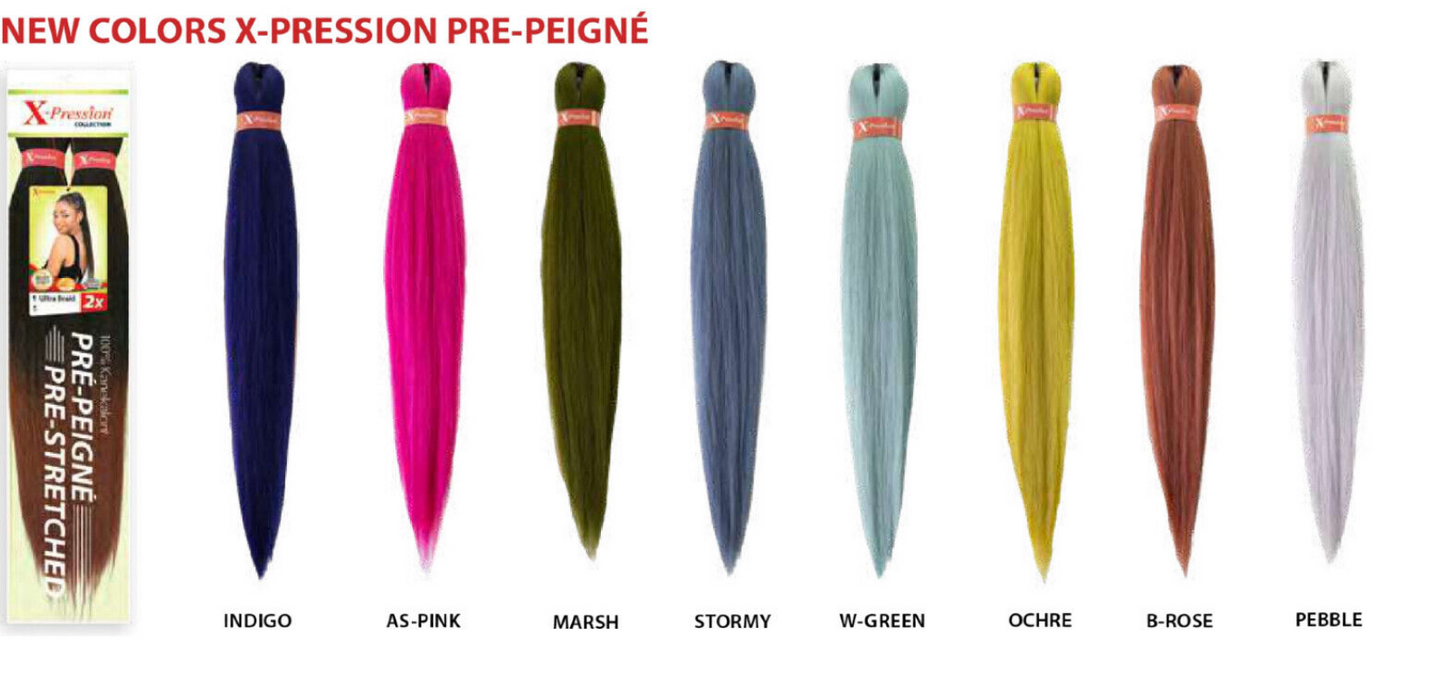 X pression Ultra Braid Extension Capelli Treccine braids Kanekalon Pre-stretched 160g 2 X 46''
