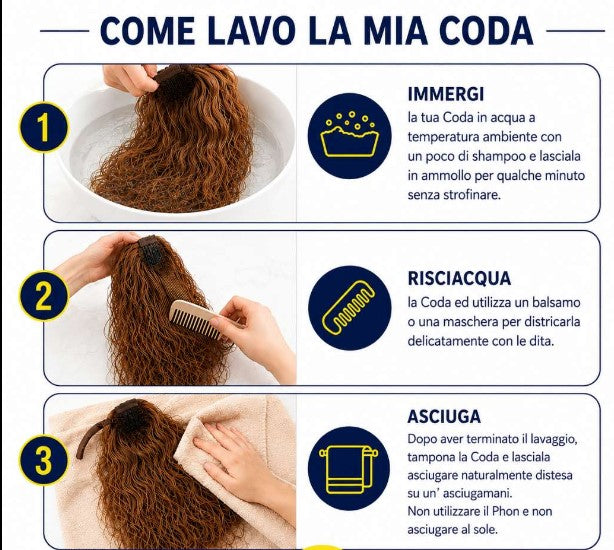 Coda Di Cavallo Extension EMILY, Capelli Ondulati 70 cm