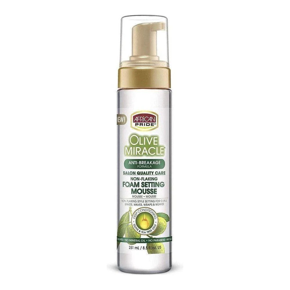 AFRICAN PRIDE olive miracle anti breakage foam setting mousse 251ml