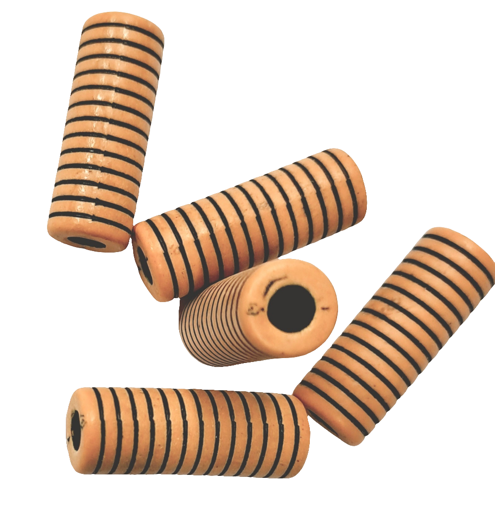 Perline lungo marrone con righe tondo con righe.12pz