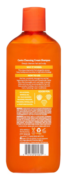 Cantu Shea Butter for Natural Hair Sulfate-Free Cleansing Cream Shampoo 400ml- Shampoo Crema Detergente Senza Solfati