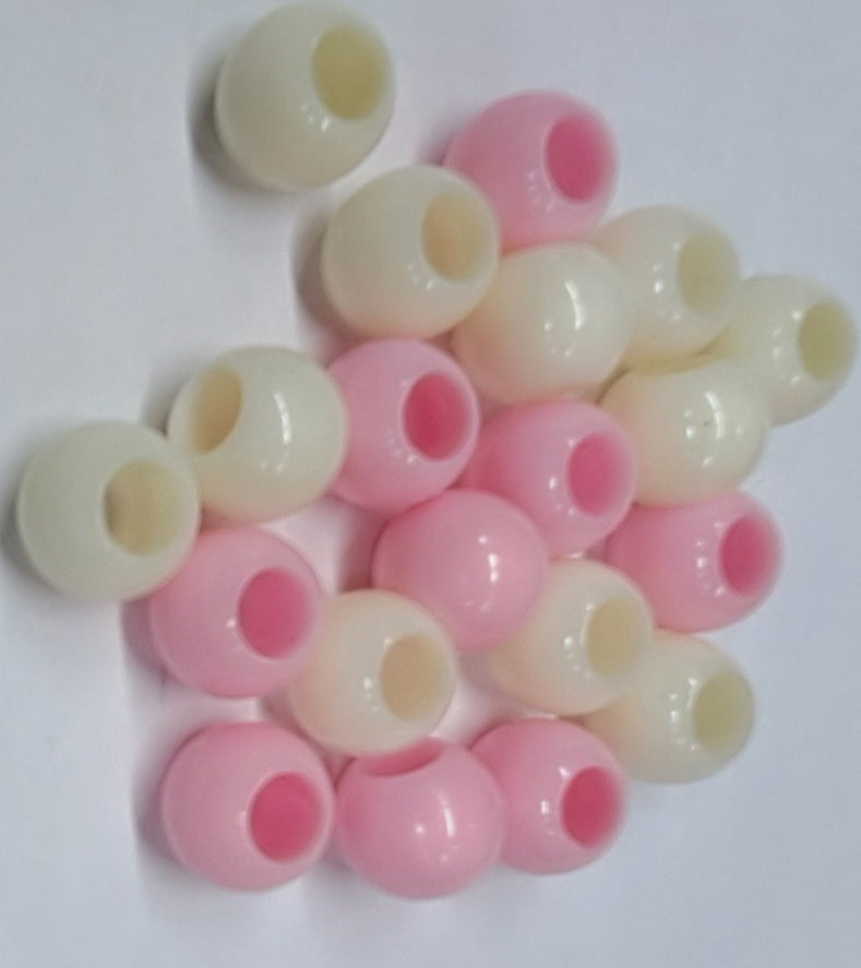 Perline due colori panna e rosa chiara per treccine e dreadlocks. 20 perline