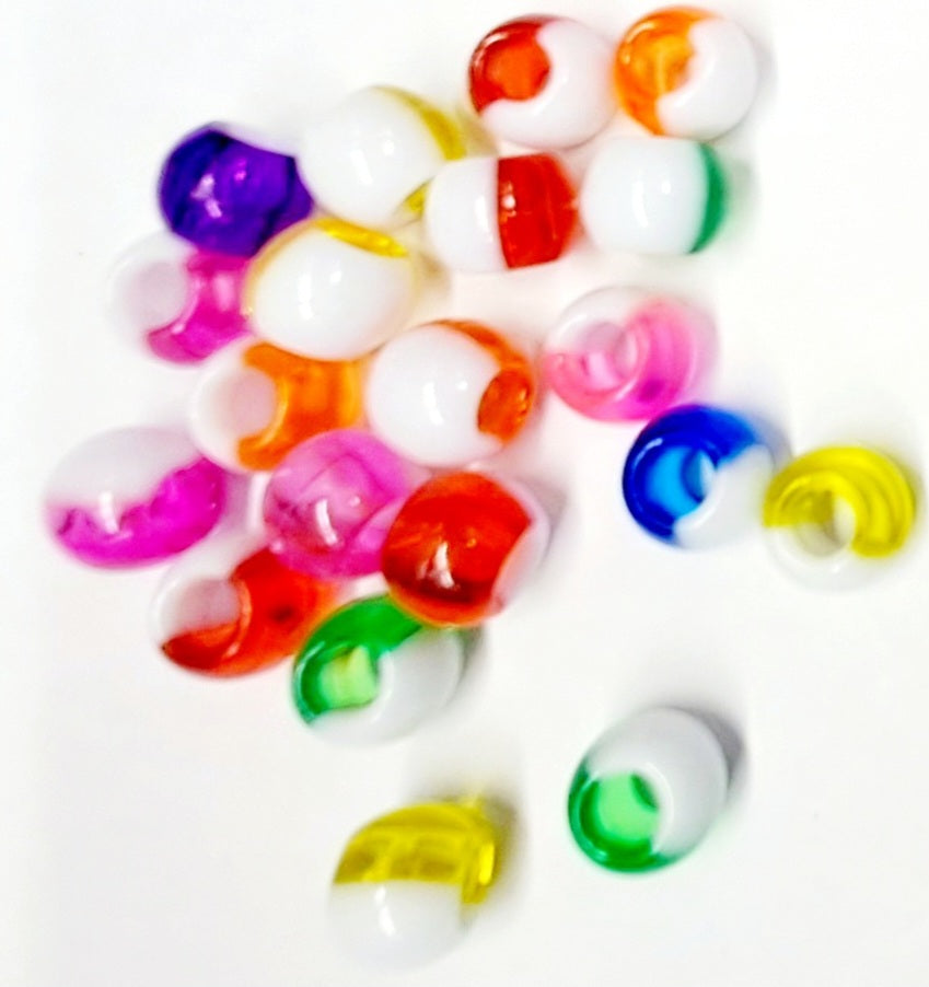 Half white and half transparent colored beads 20pcs