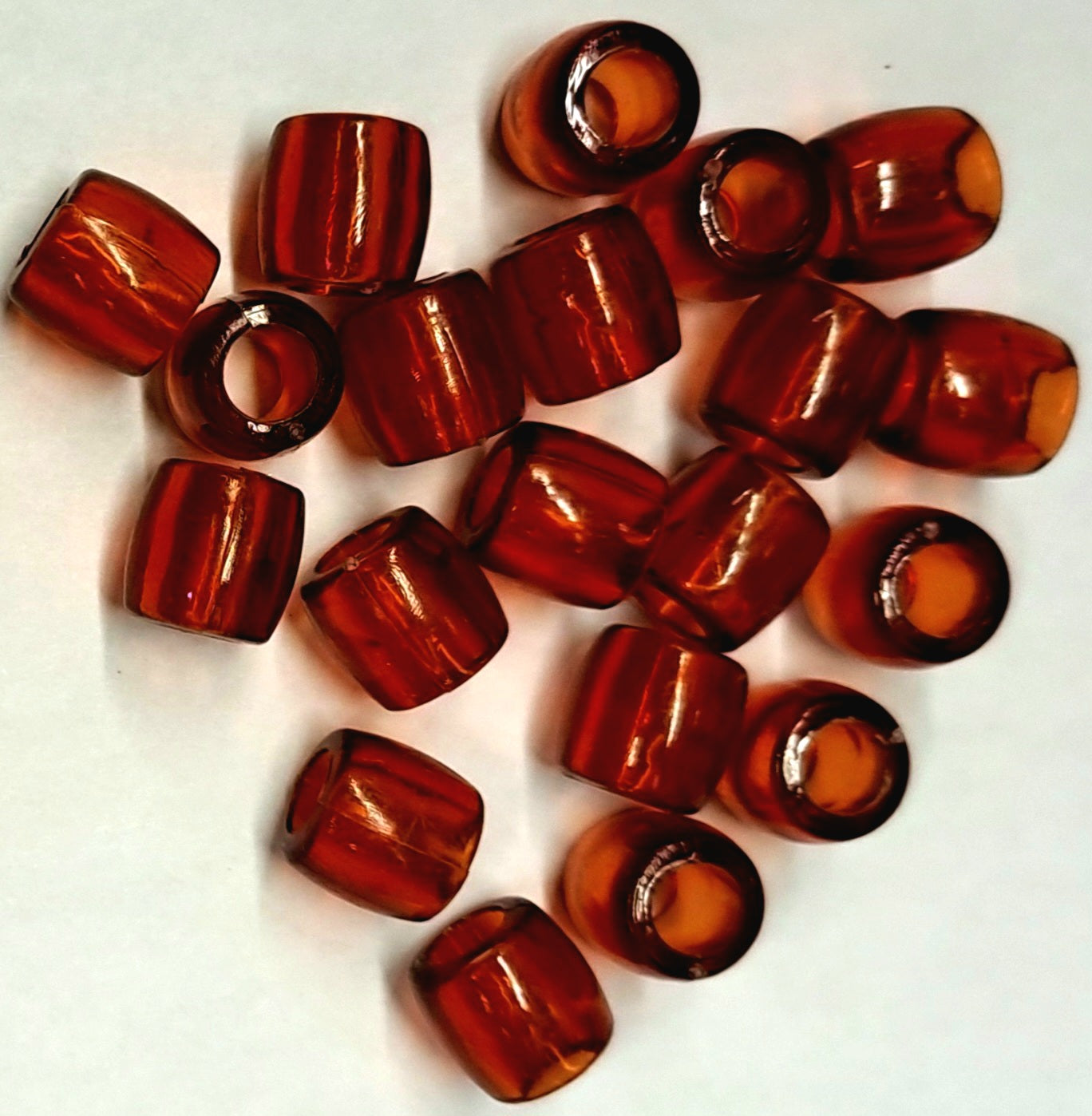 Perline ovale marrone trasparente per treccine e dreadlocks. 20 pz