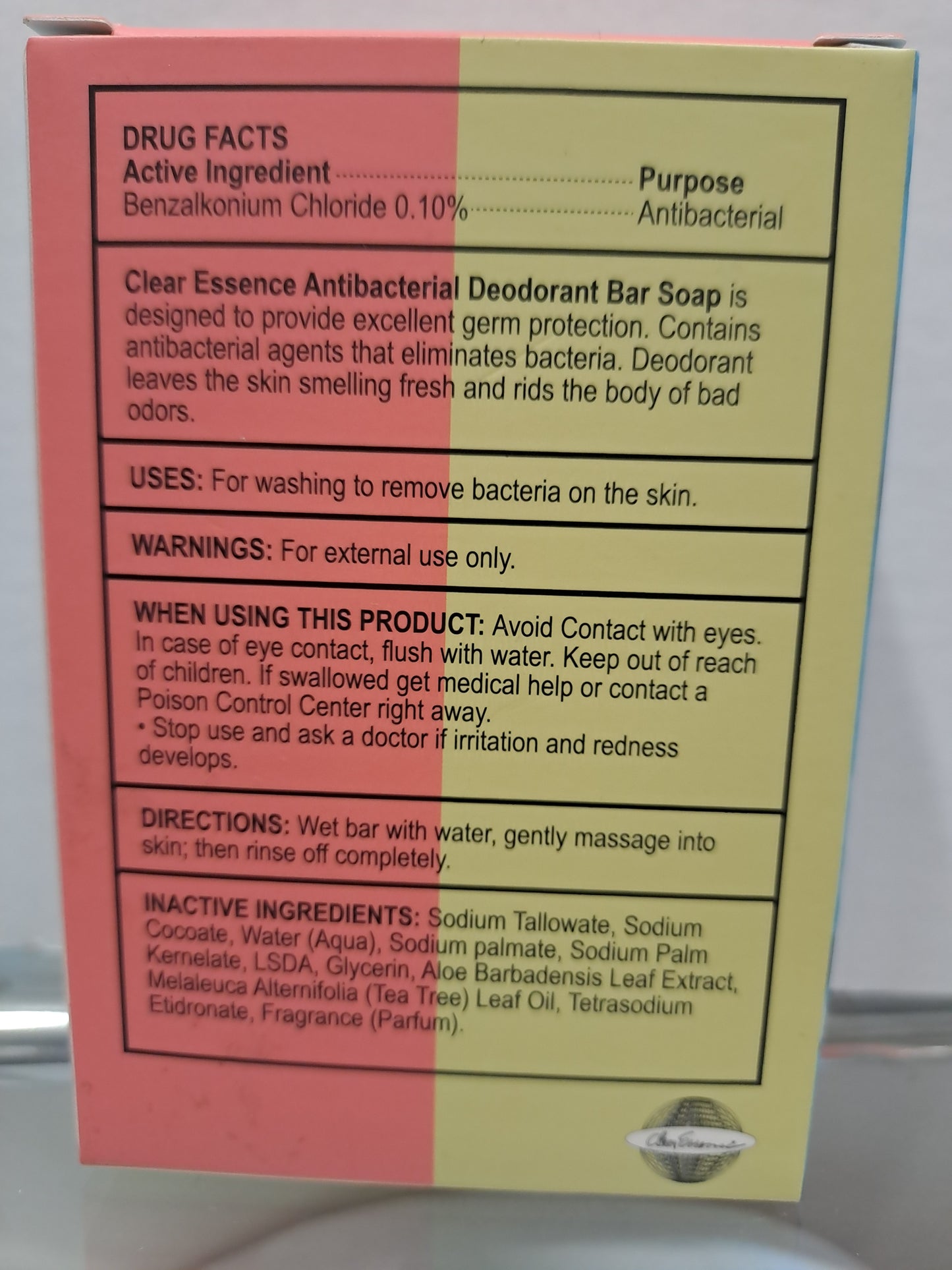 Clear Essence Platinum Antibacterial Deodorant Bar Soap 4.7 oz / 133g