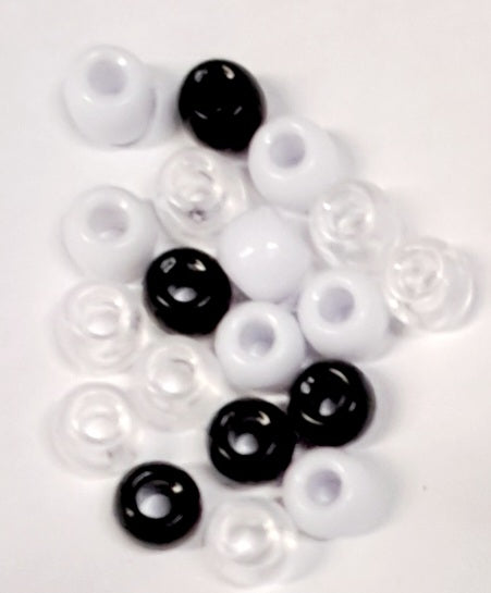 3-color beads white, black and transparent 20 pcs
