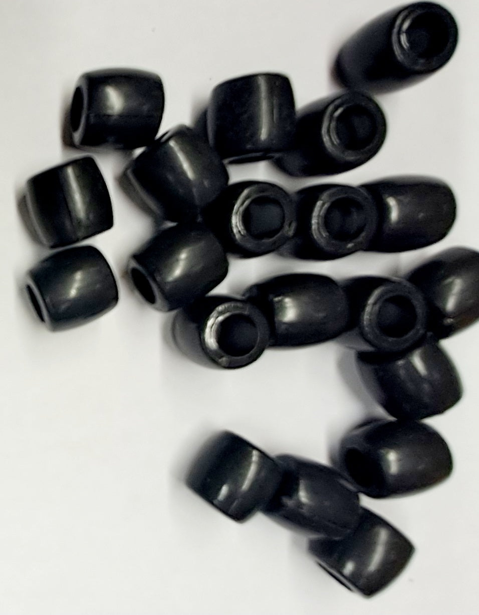 Perline ovale nero per treccine e dreadlocks. 20 perline