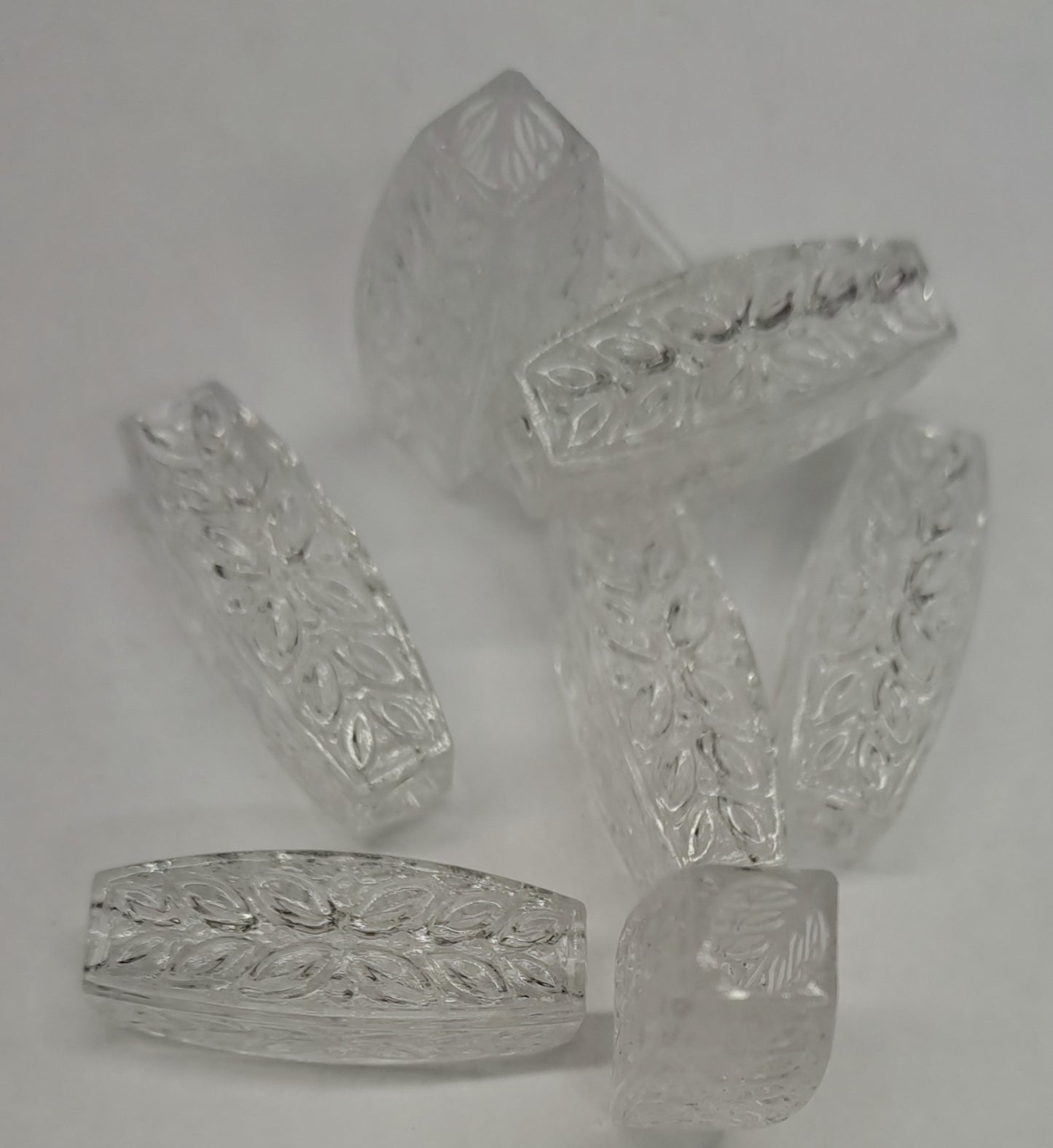 Transparent long square oval beads. 10pcs