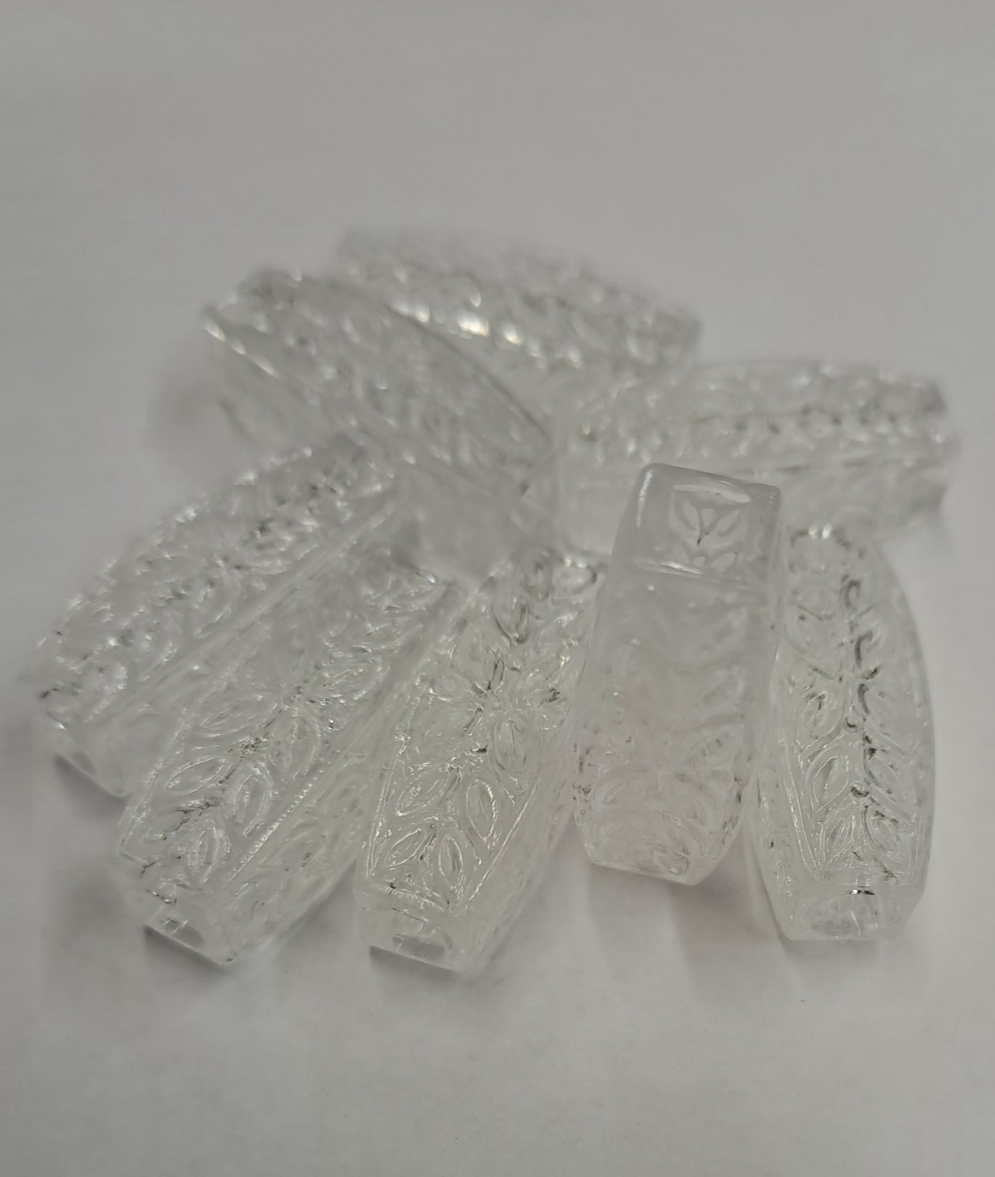 Transparent long square oval beads. 10pcs