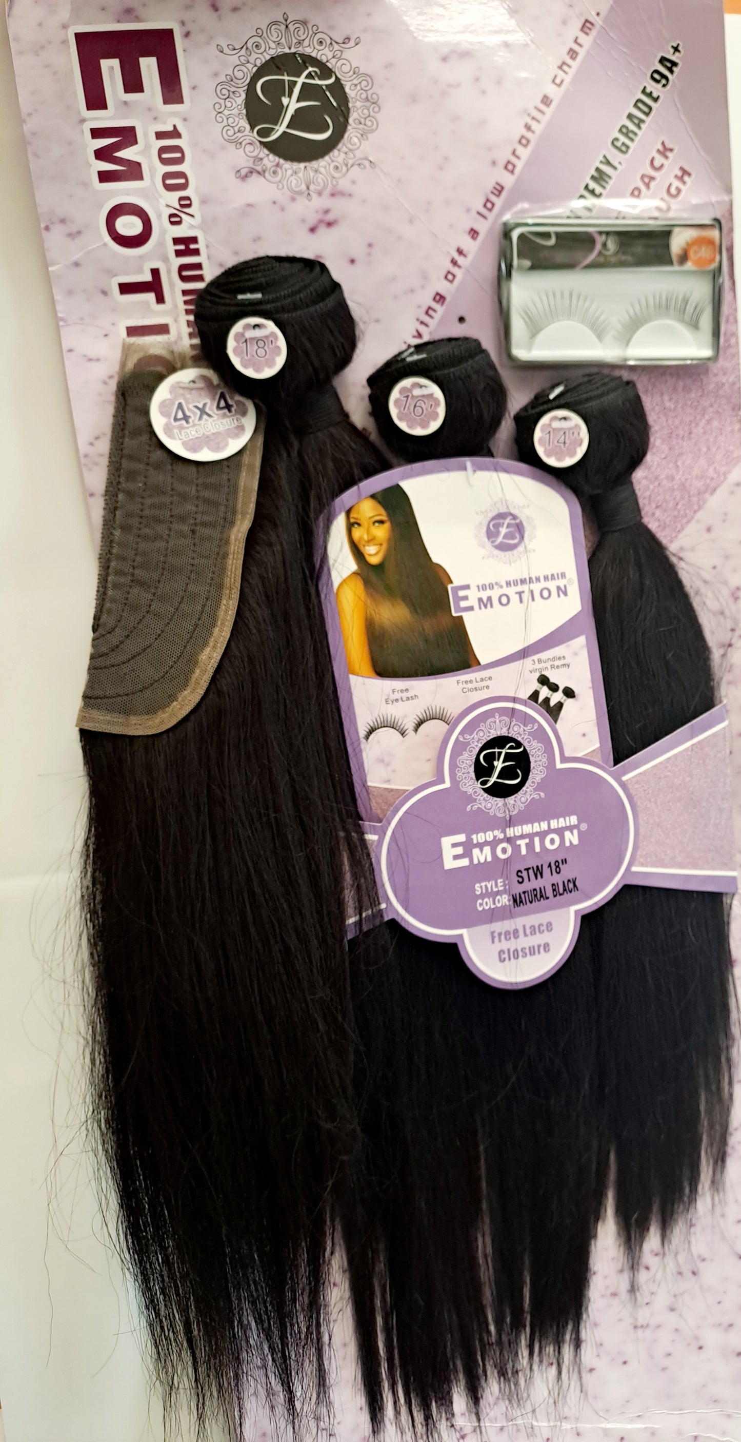 Emotion Hair with closure 4x4  STW Natural Black