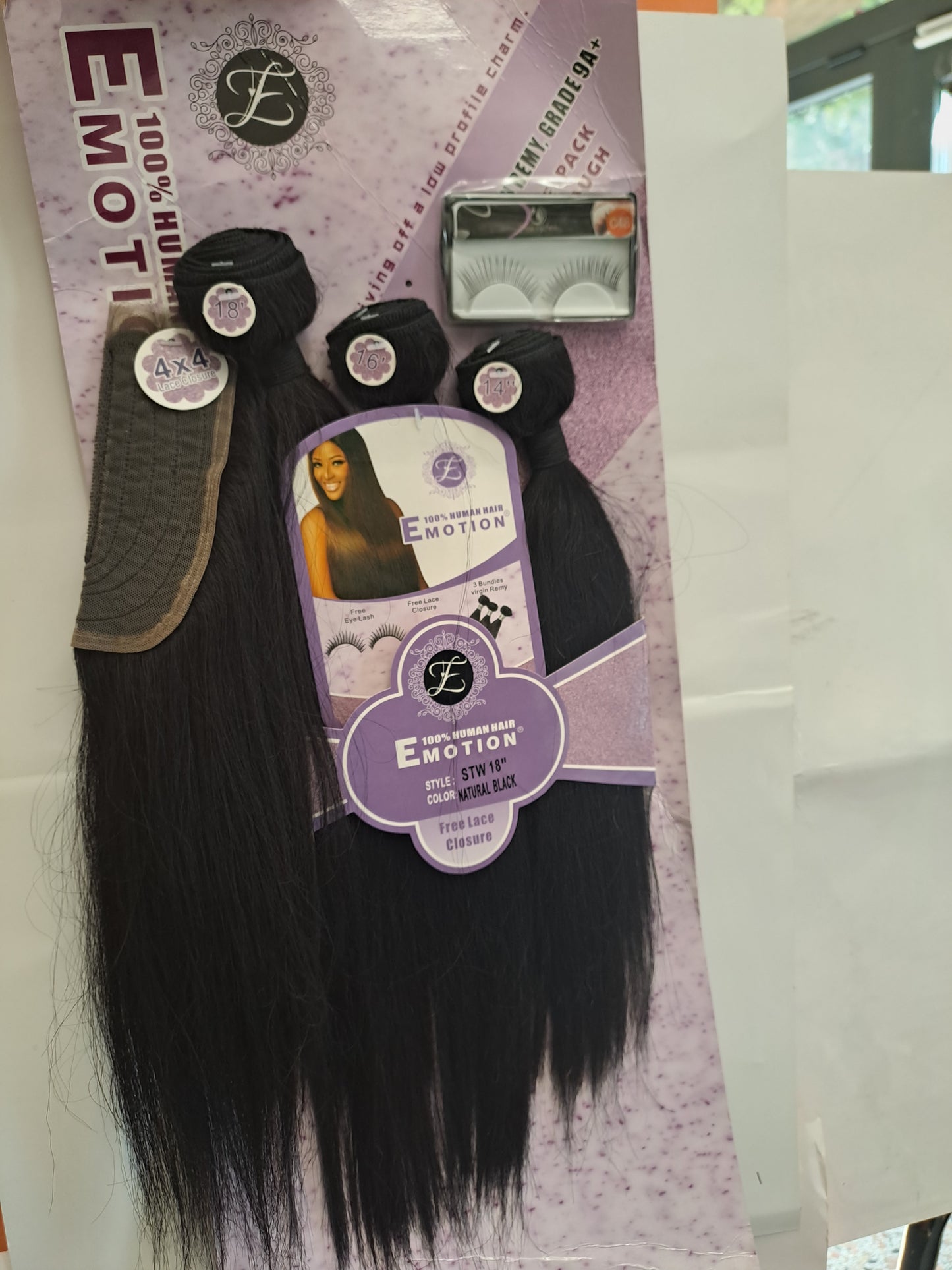 Emotion Hair with closure 4x4  STW Natural Black