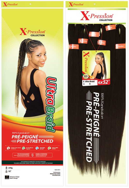 X-Pression Original  Ultra Braid XXL  3 PACCHI  270g 6x 52" Extension Capelli Treccine braids Kanekalon Prestretched  270g 6x 52"