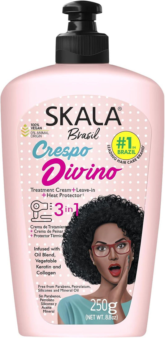 SKALA EXPERT- Maschera/Crema Condizionatore/Crema acconciatura "Crespo Divino" 3 in 1-250 ml- 100% vegano - Per l'effetto crespo portare volume e lucentezza ai capelli