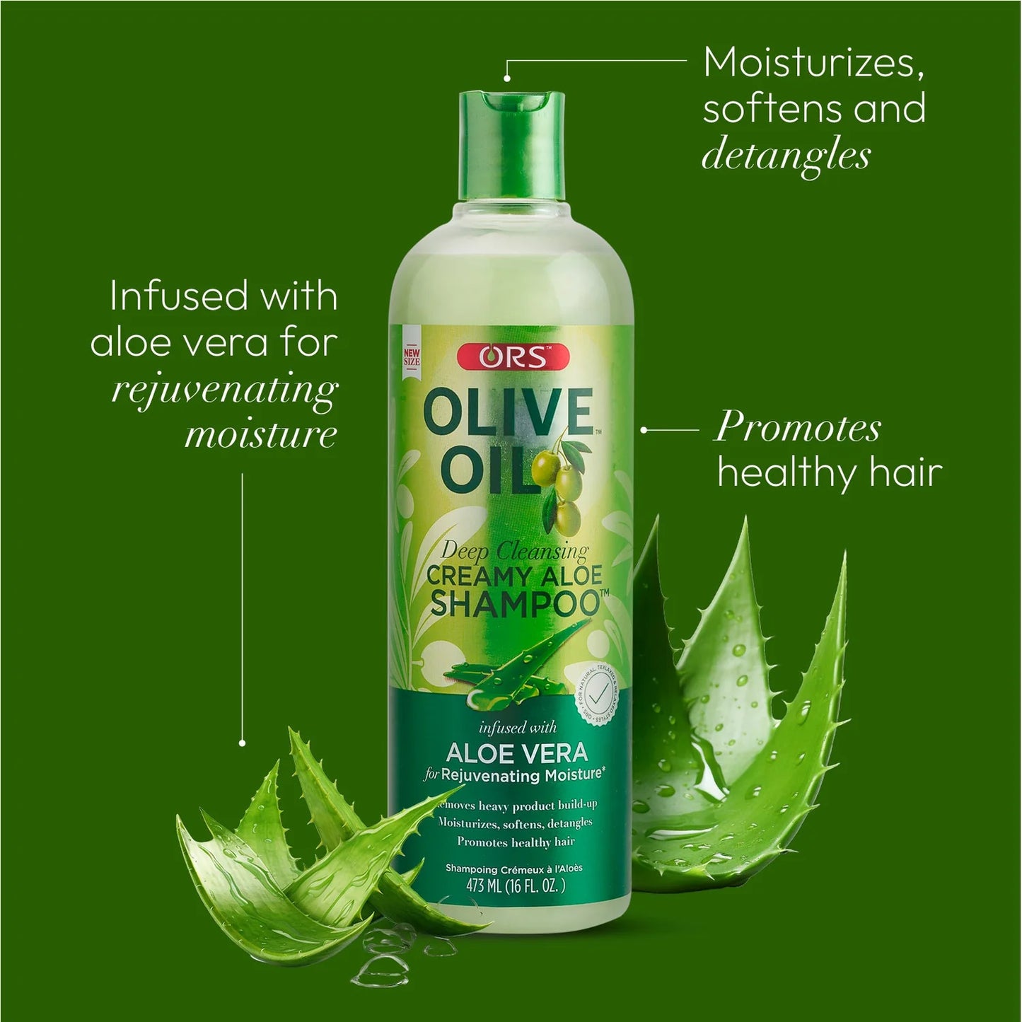 ORS Olive Oil Moisture Restore Creamy Aloe Shampoo Infused with Aloe Vera 473ml (16 oz)