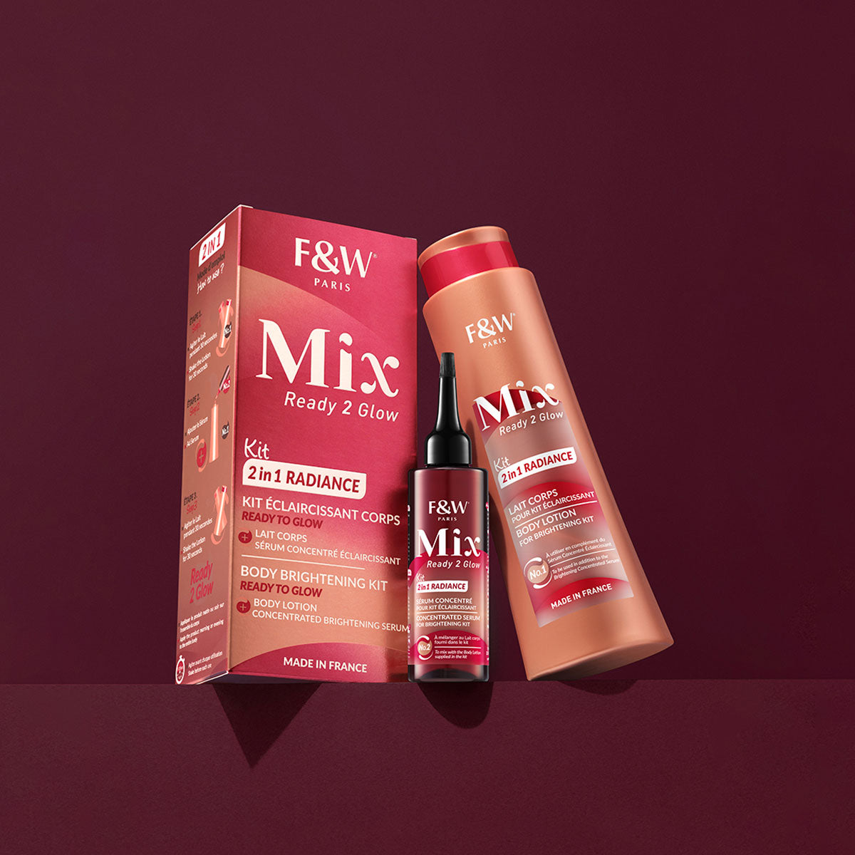 FAIR AND WHITE READY 2 GLOW Body Brightening Kit 2in1 - Radiance 300ML +100ML