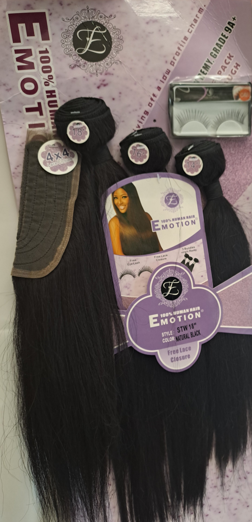 Emotion Hair with closure 4x4  STW Natural Black
