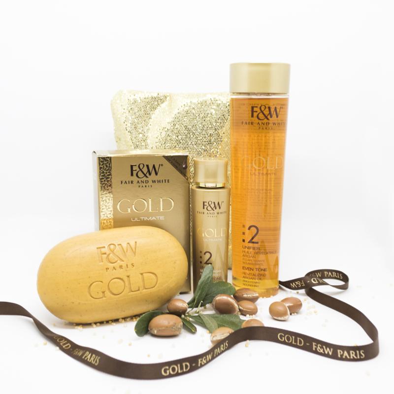 Fair & White  Gold Kit Argan Oil. Pack of 3 products for body - for a lighten and radiant skin