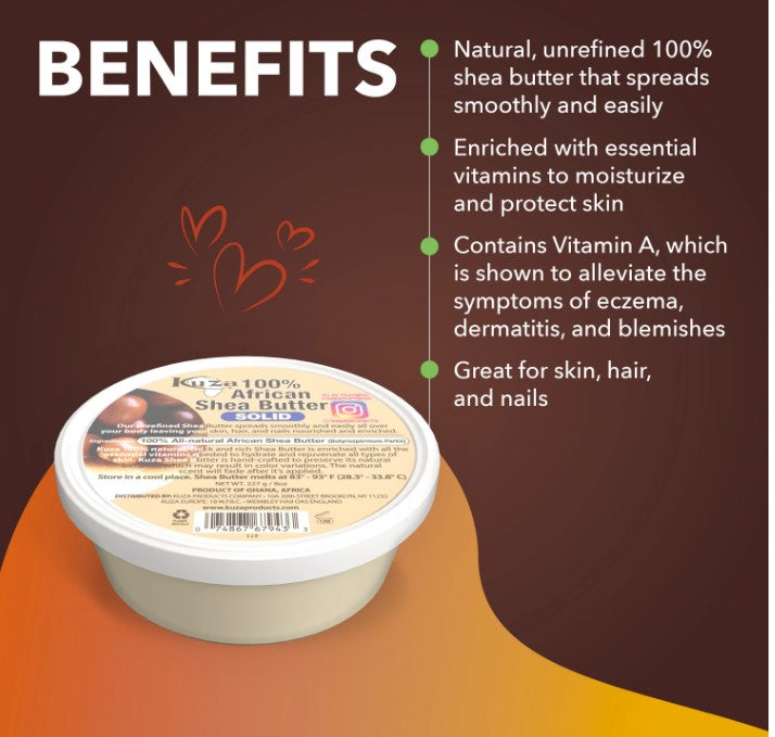Kuza 100% Pure African Shea Butter Solid  227g / 8 oz