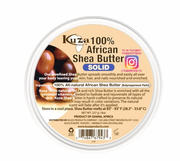 Kuza 100% Pure African Shea Butter Solid  227g / 8 oz