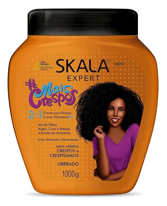 SKALA Mais Crespos Super Curly Hair Type 4ABC – Hydrate , Eliminate Frizz 2 IN 1 Conditioning Treatment Cream and Cream To Comb 35.2oz