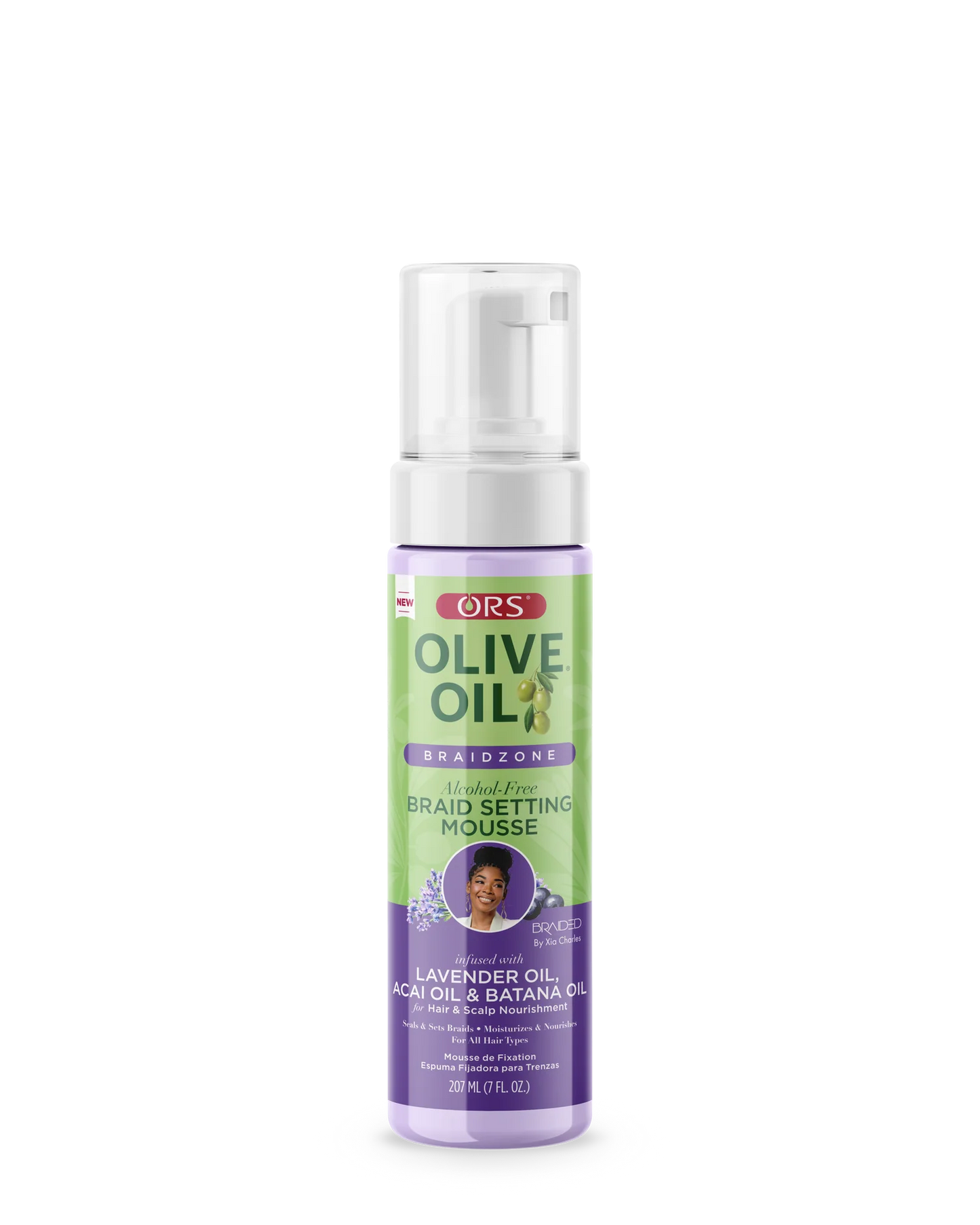 ORS Olive Oil Braidzone Braid Setting Mousse for Hair & Scalp Nourishment (7.0 oz) alcohol-free
