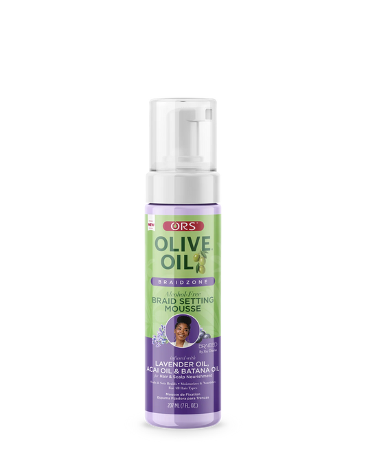 ORS Olive Oil Braidzone Braid Setting Mousse for Hair & Scalp Nourishment (7.0 oz) alcohol-free
