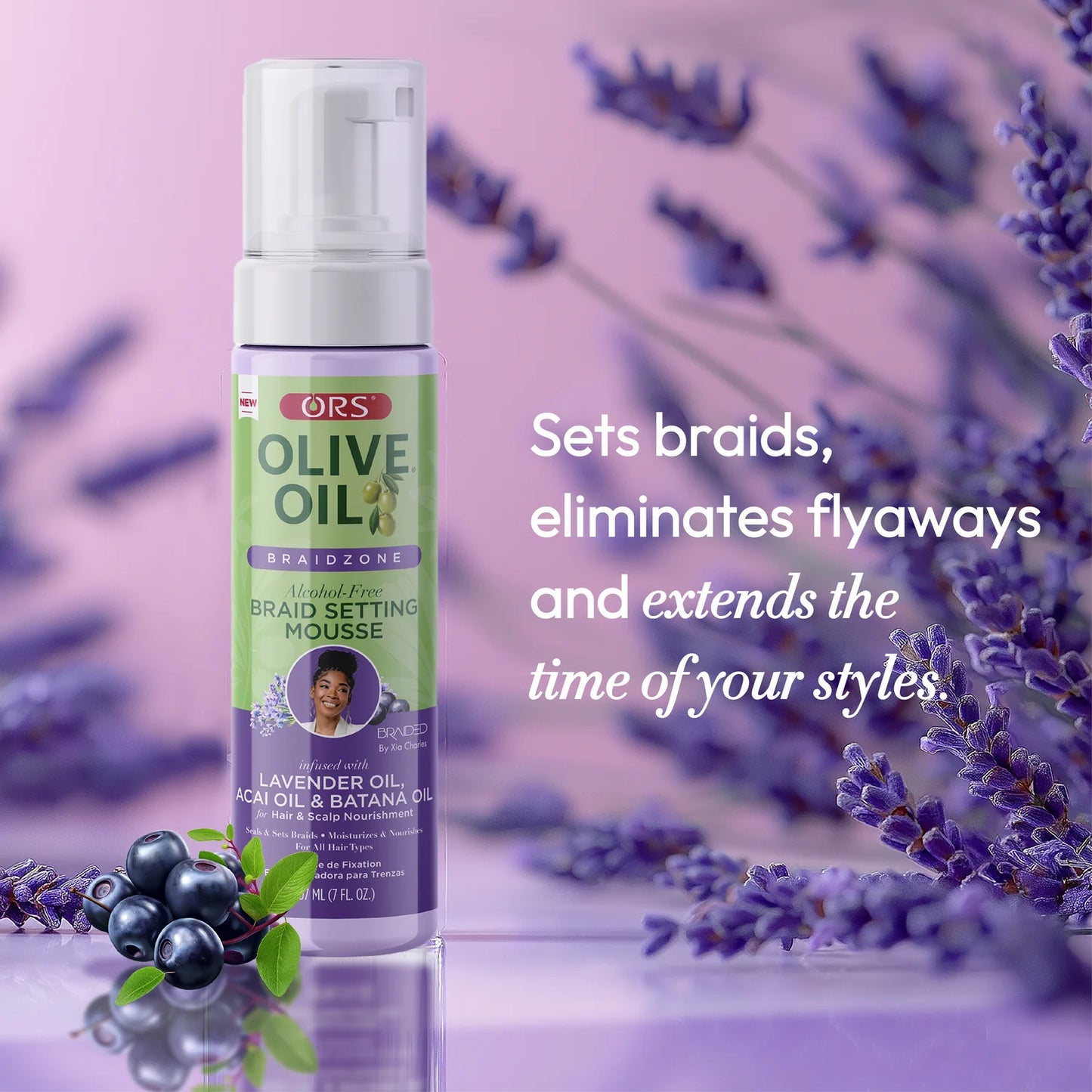 ORS Olive Oil Braidzone Braid Setting Mousse for Hair & Scalp Nourishment (7.0 oz) alcohol-free