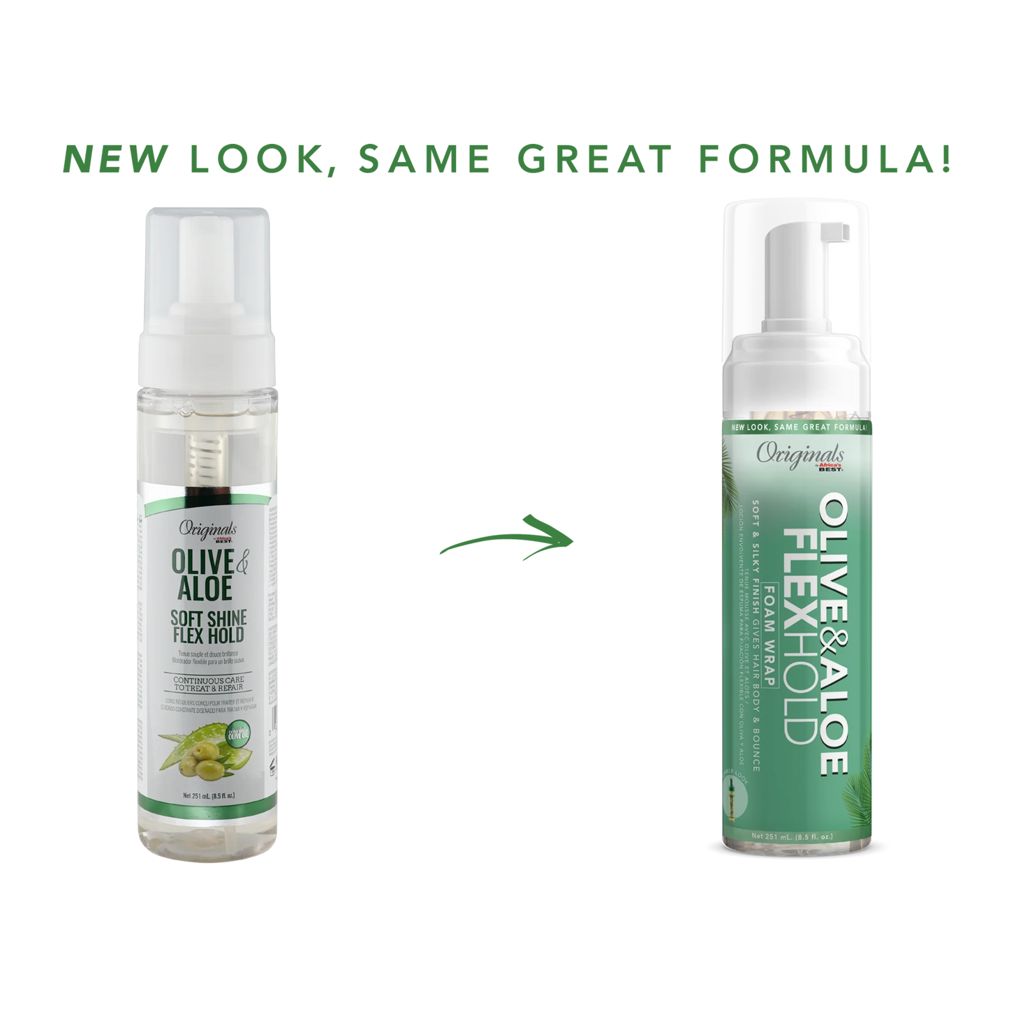 Original AFRICAN BEST OLIVE & ALOE FLEXHOLD FOAM WRAP 251 ML