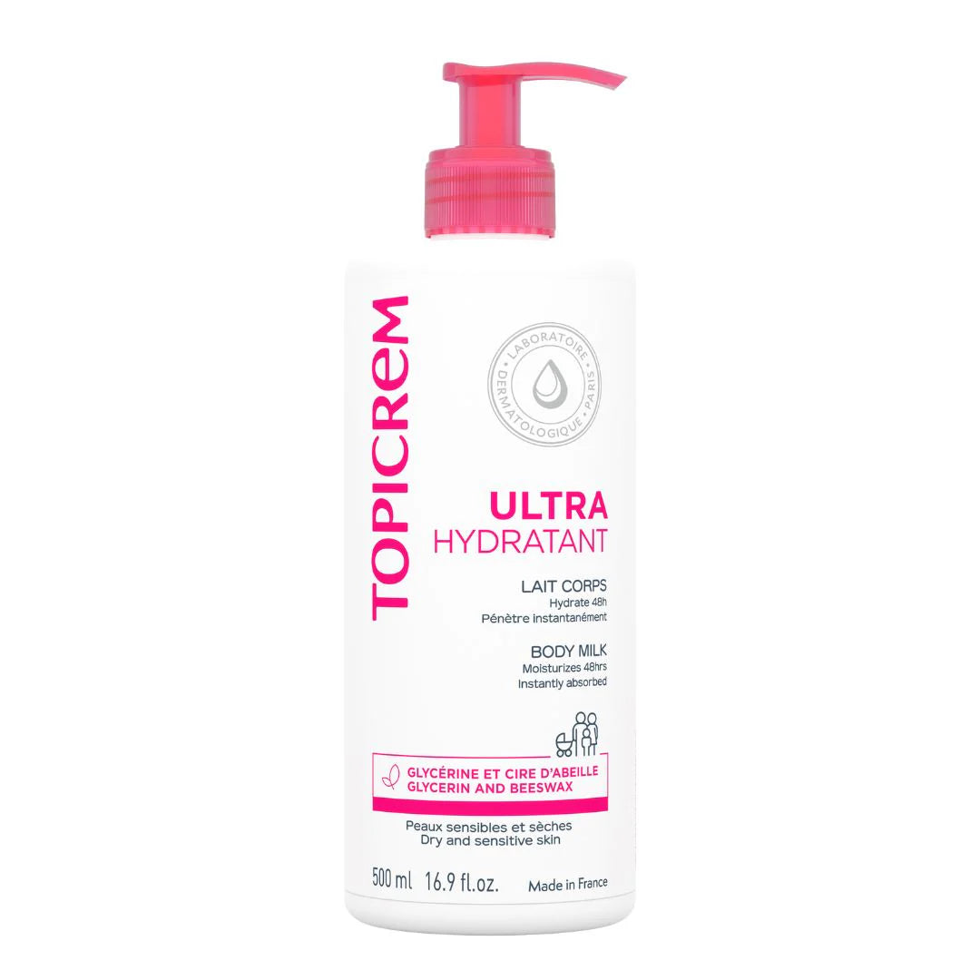 TOPICREM ULTRA-MOISTURIZING BODY MILK WITH GLYCERIN AND BEESWAX 500ML
