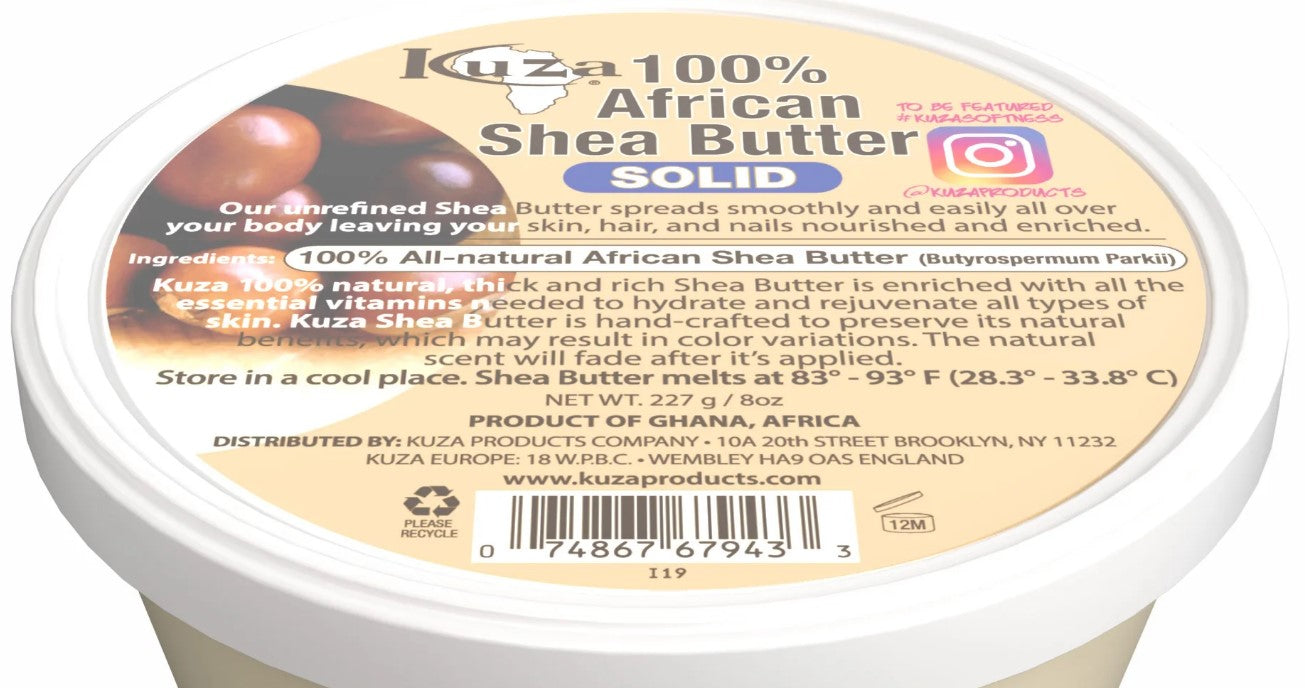 Kuza 100% Pure African Shea Butter Solid  227g / 8 oz