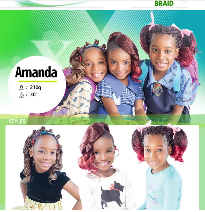 X-PRESSION AMANDA-WITH SPIRAL CURL FOR KIDS BRAIDING