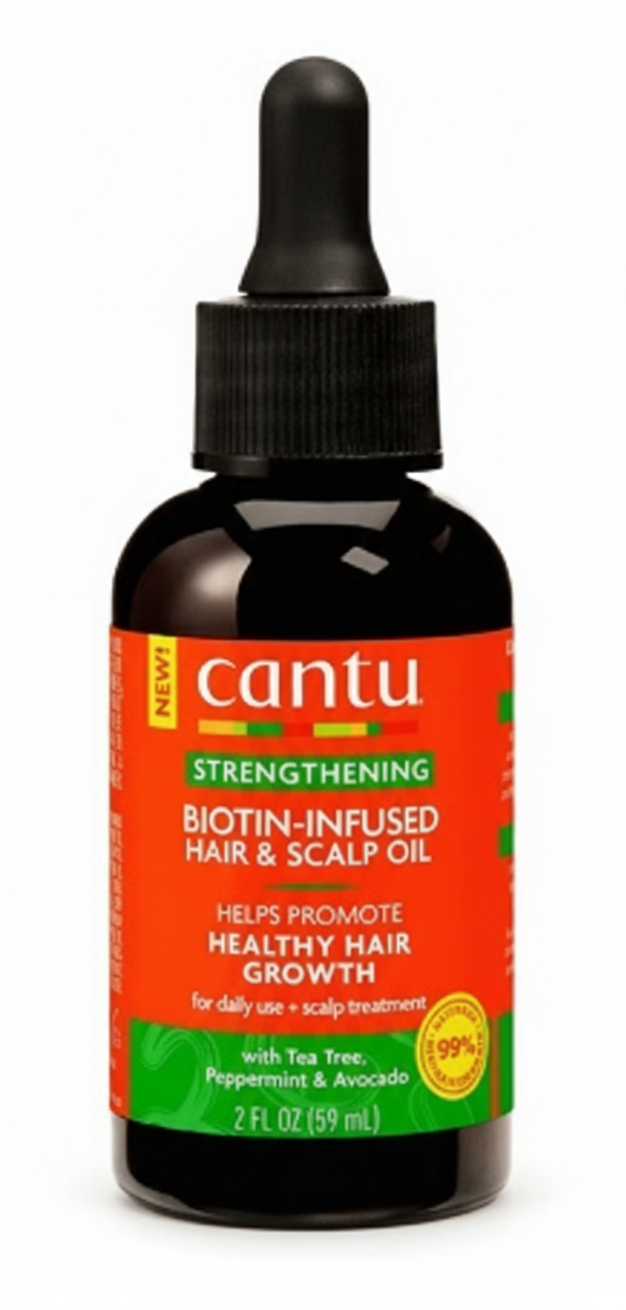 Cantu Biotin-Infused  Strengthening Hair & Scalp Oil with Tea Tree, Peppermint & Avocado 2 fl oz/ 59ml