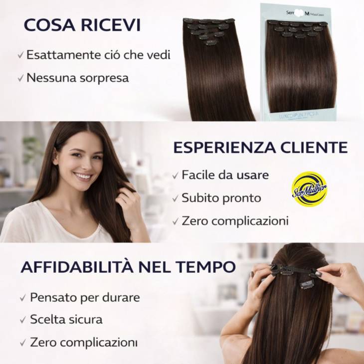 THELMA – 7 Bande di Extension con Clip – capelli lisci 228gr