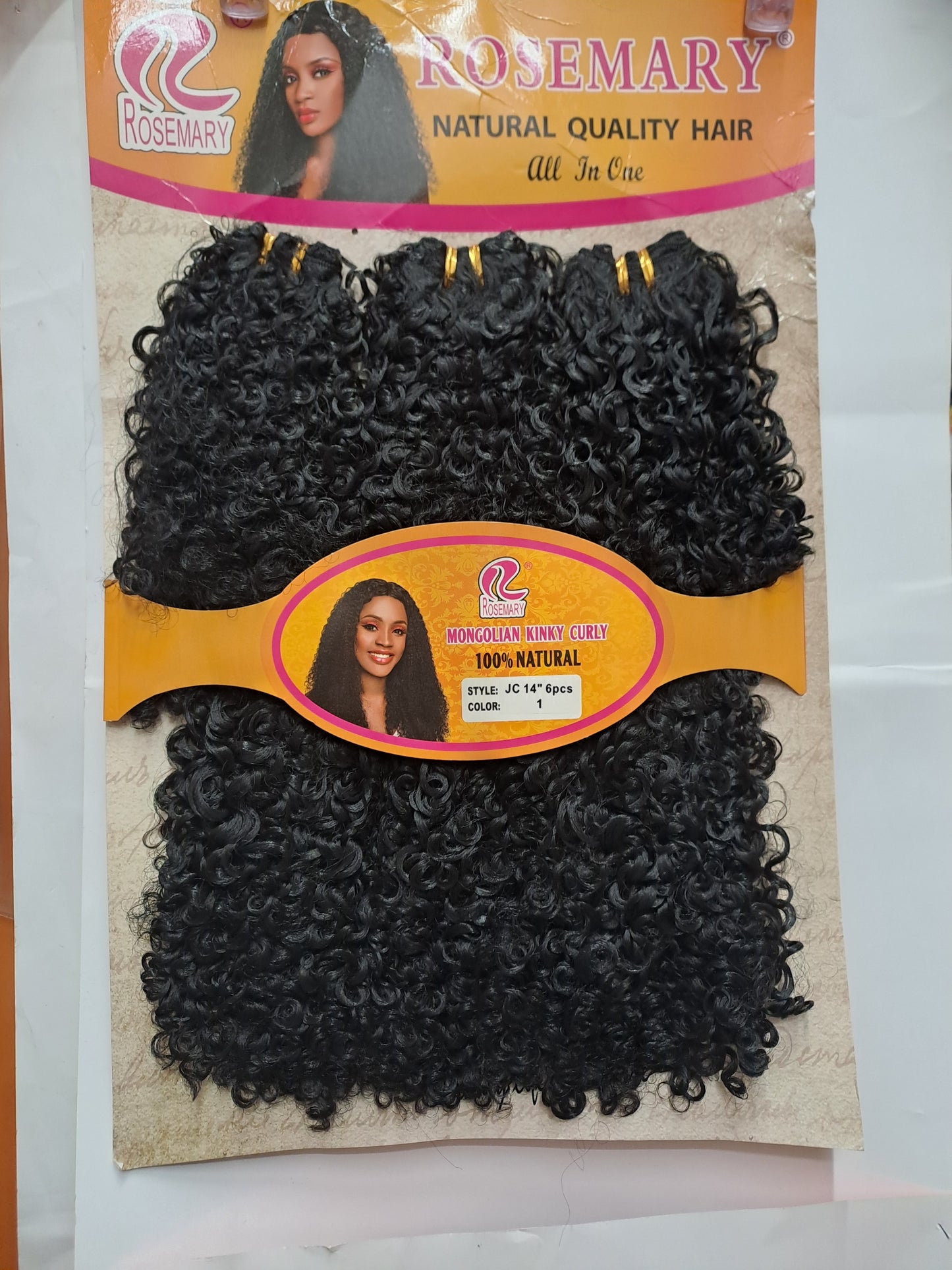 Rosemary Mongolian kinky Curl hair   14" x 6 pics