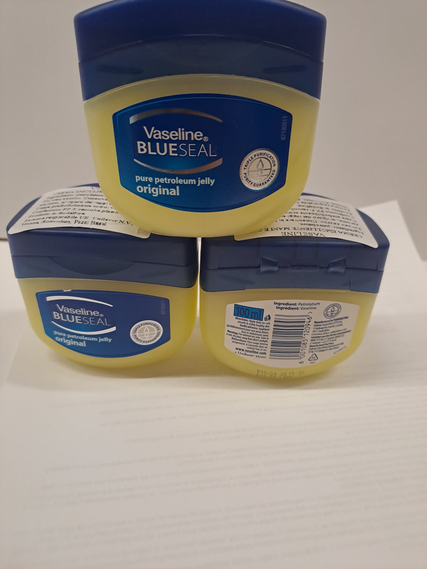 Vaseline® Blue Seal Original Petroleum Jelly 3x100ml
