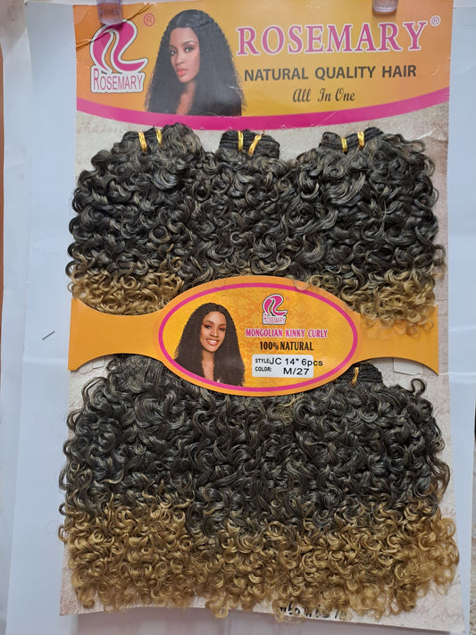 Rosemary Mongolian kinky Curl hair   14" x 6 pics