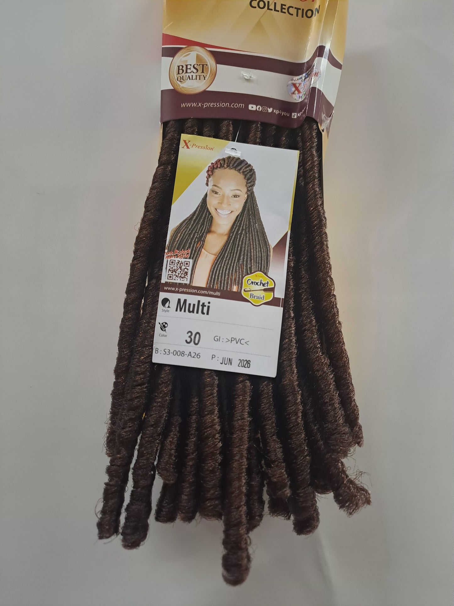 X- Pression Crochet Braid Multi 100% Hi Quality Synthetic Hair For Crochet Braid. 85g 55 inches