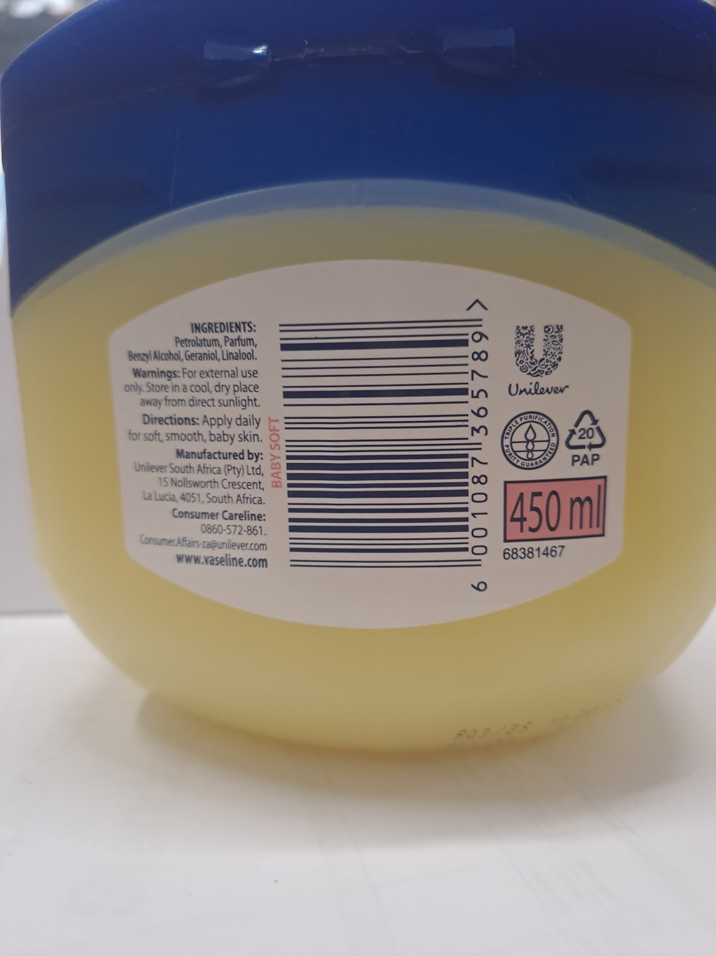 Vaseline BlueSeal  gentle protective jelly 450ml