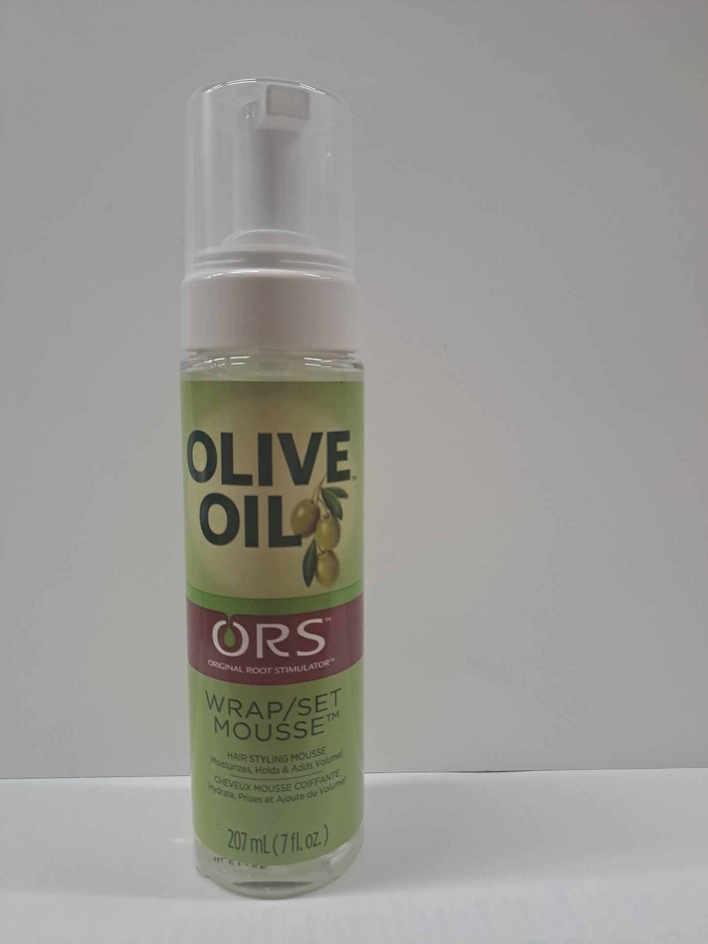 ORS Olive Oil Hold & Shine Wrap Set Mousse Infused with Coconut Oil for Restorative Shine 207ml (7.0 oz)