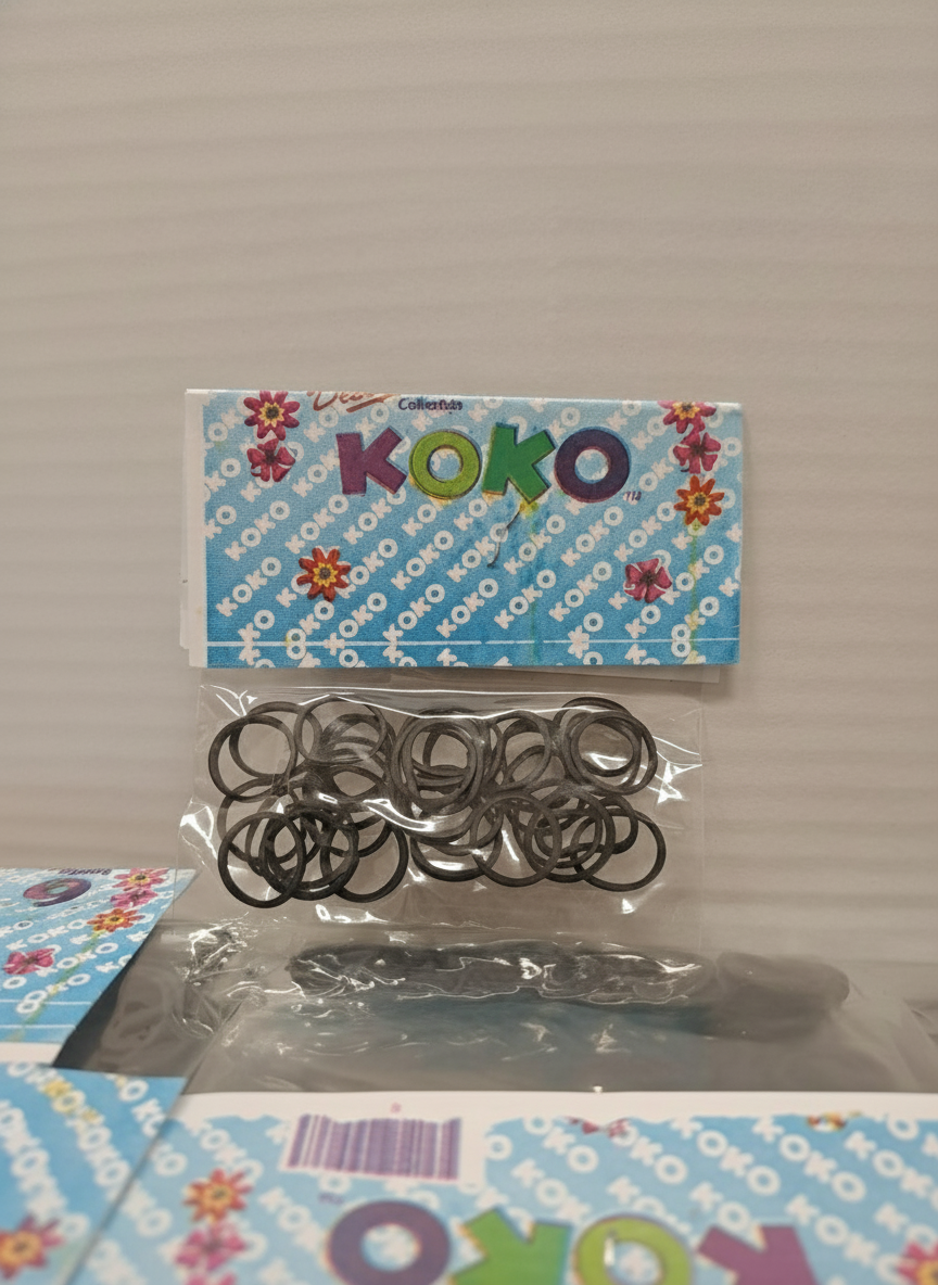 KOKO Elasticini 35 circa Neri  per treccine e dreadlocks.  Super Resistente e non si rompe mai.  Circa 30 elasticini