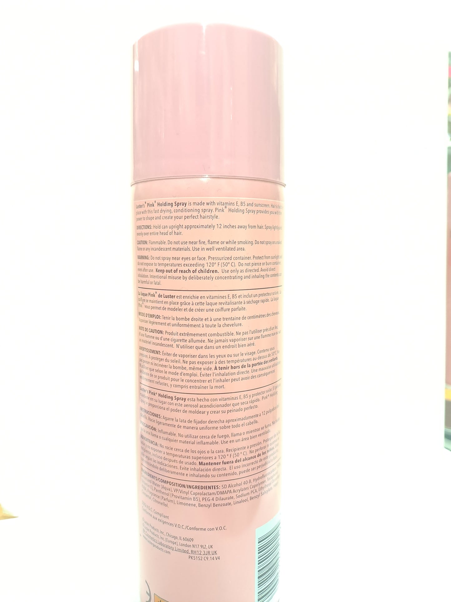 Lusters Pink Holding Spray gel. Sunscreen touchable firm hold 326 g