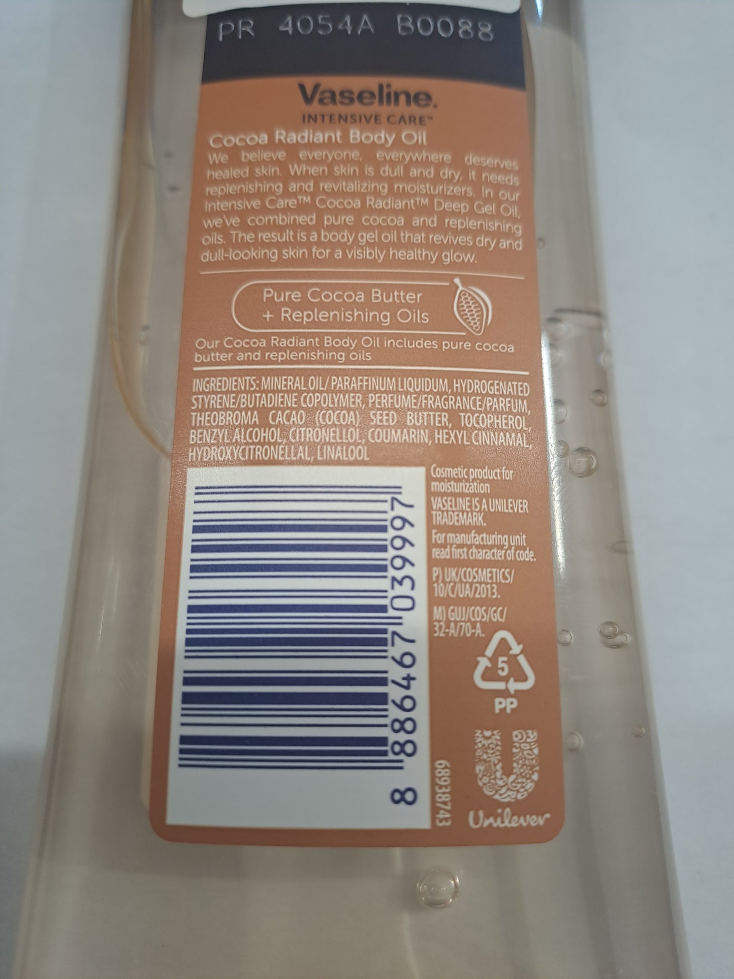Vaseline Intensive Care Cocoa Radiant Body Gel Oil 6.8 oz / Weight: 195g