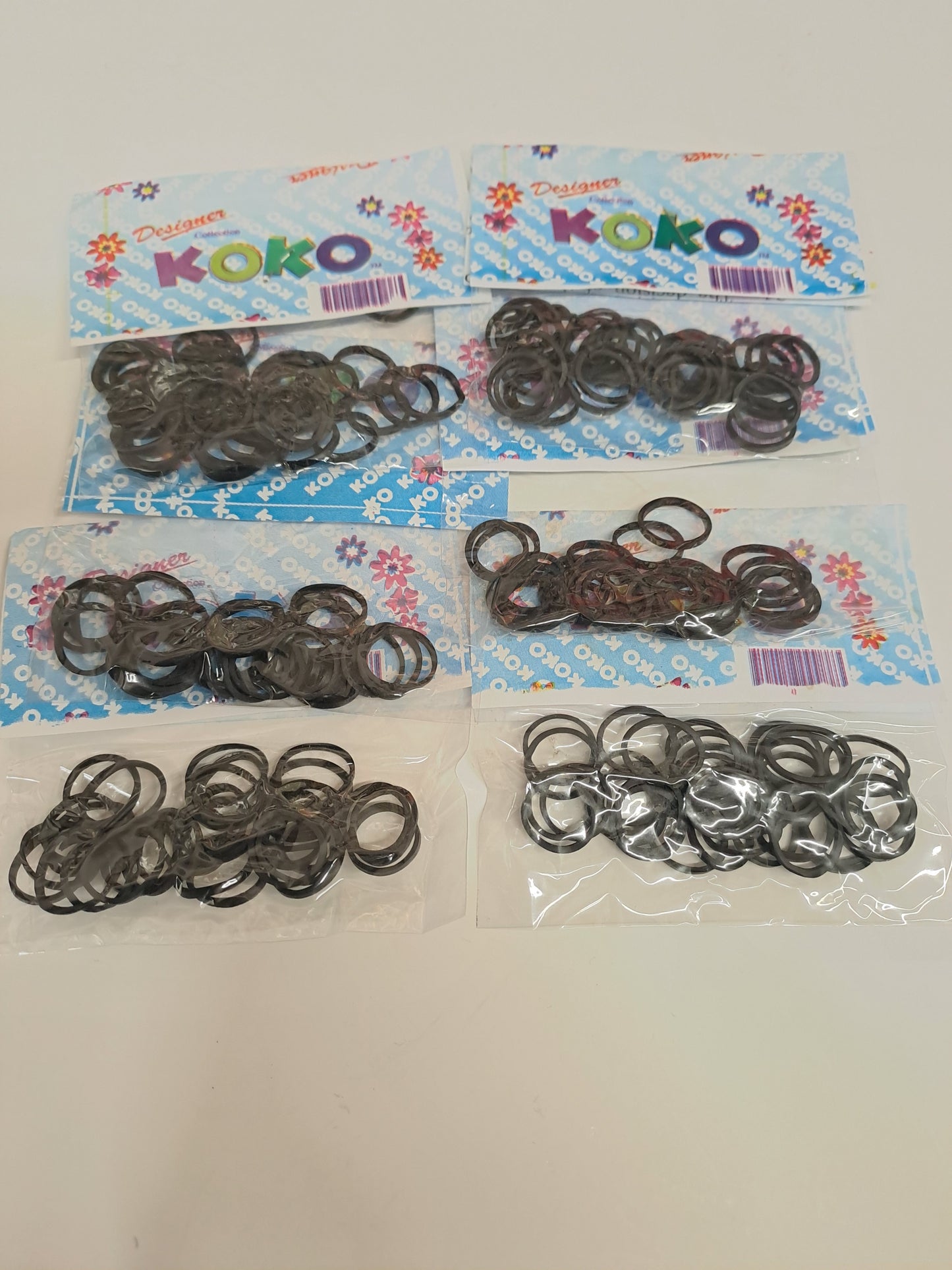 KOKO Elasticini Neri per Treccine 6 x 30. Circa 180 elasticini