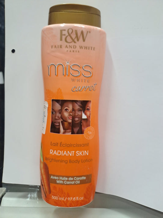 Fair & White Miss White Carrot Brightening Body Lotion 500 ml