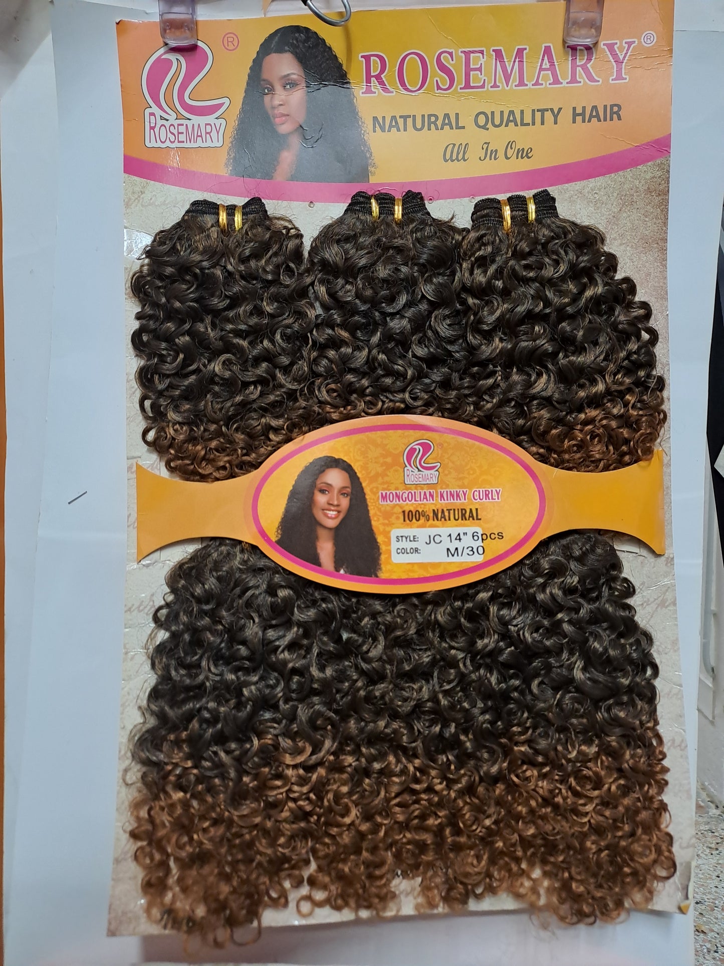 Rosemary Mongolian kinky Curl hair   14" x 6 pics