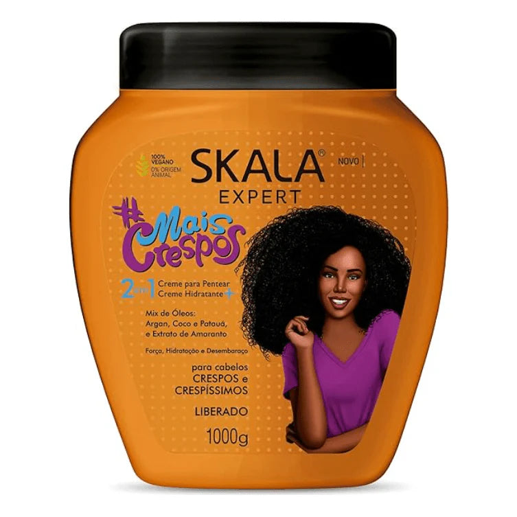SKALA Mais Crespos Super Curly Hair Type 4ABC – Hydrate , Eliminate Frizz 2 IN 1 Conditioning Treatment Cream and Cream To Comb 35.2oz